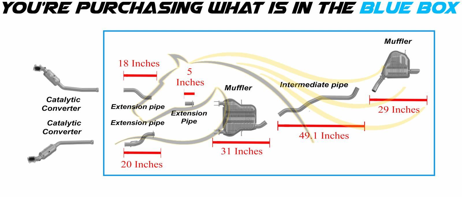 Stainless Steel Cat Back Exhaust kit fits: 2011-2019 Jeep Grand Cherokee 3.6L