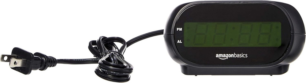 Amazon Basics Small Digital Oval Alarm Clock with LED Display, Nightlight