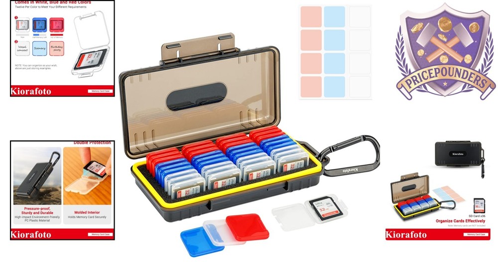 SD Card Case 36 Pack Plastic Holders Water-Resistant Shockproof Dustproof Org...