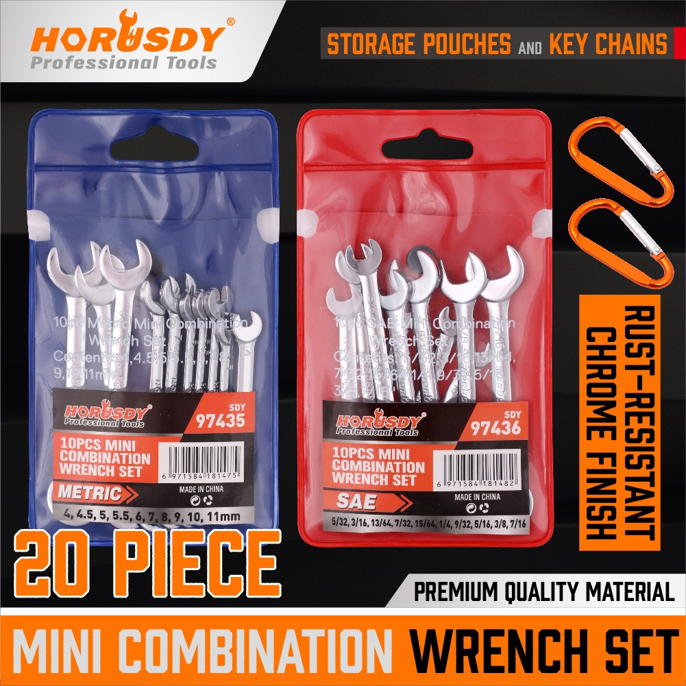 22PCS Combination Wrench Set Ignition Spanner Steel Tools Metric SAE Mini Small