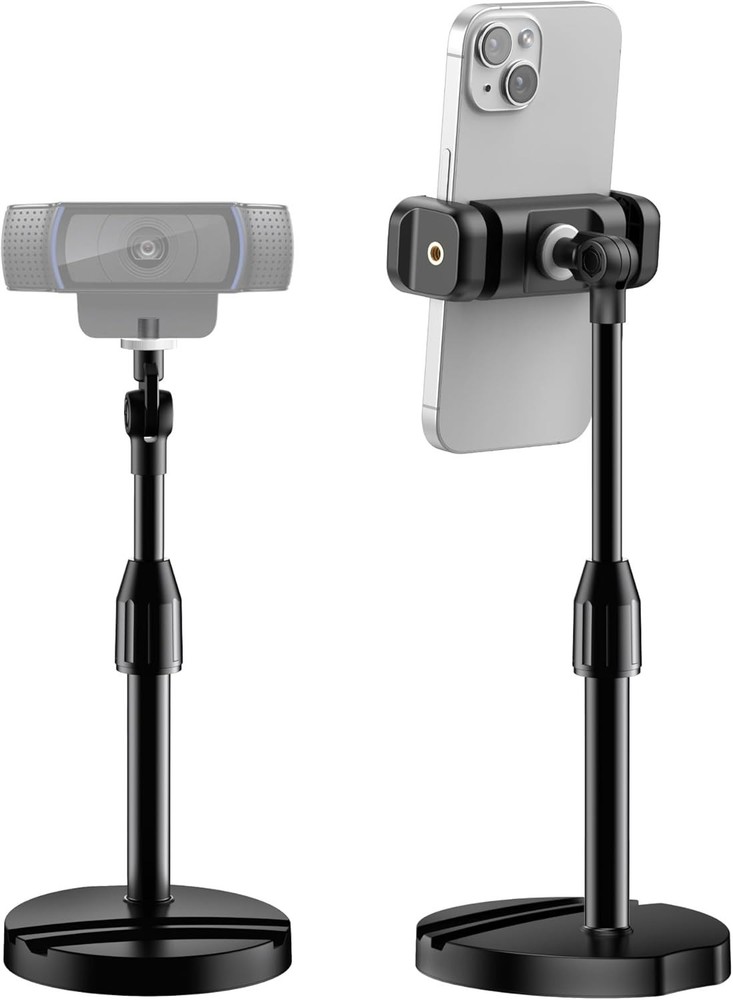 Webcam Mount Telescopic Stand with Black for Desk Table Recording