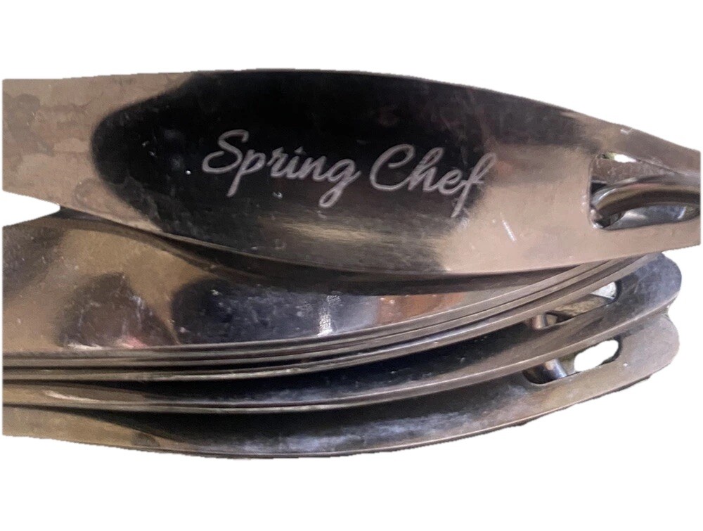 Stainless Steel Measuring Spoons Spring Chef Set of 6 with Leveler, Rectangular