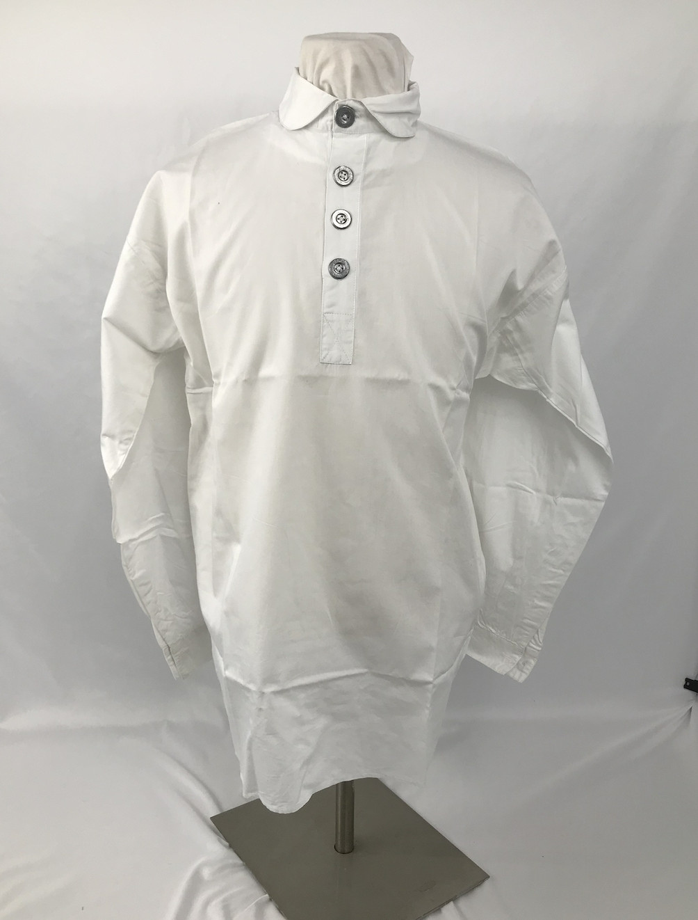 White Cotton Shirt - Four Metal Button Closure Size Large