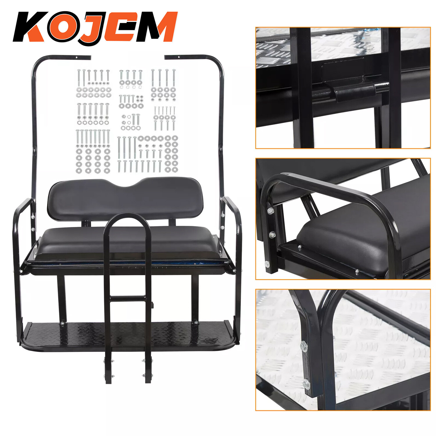 Rear Flip Seat Kit Grab Bar Roof Support For Club Car Golf Cart DS 1982-2000.5