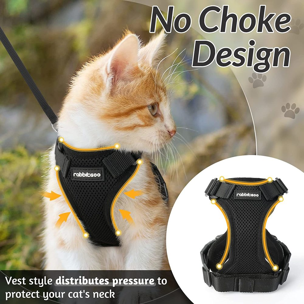 rabbitgoo Pet Cat Harness and 59" Leash Escape Proof Adjustable Vest for Cats
