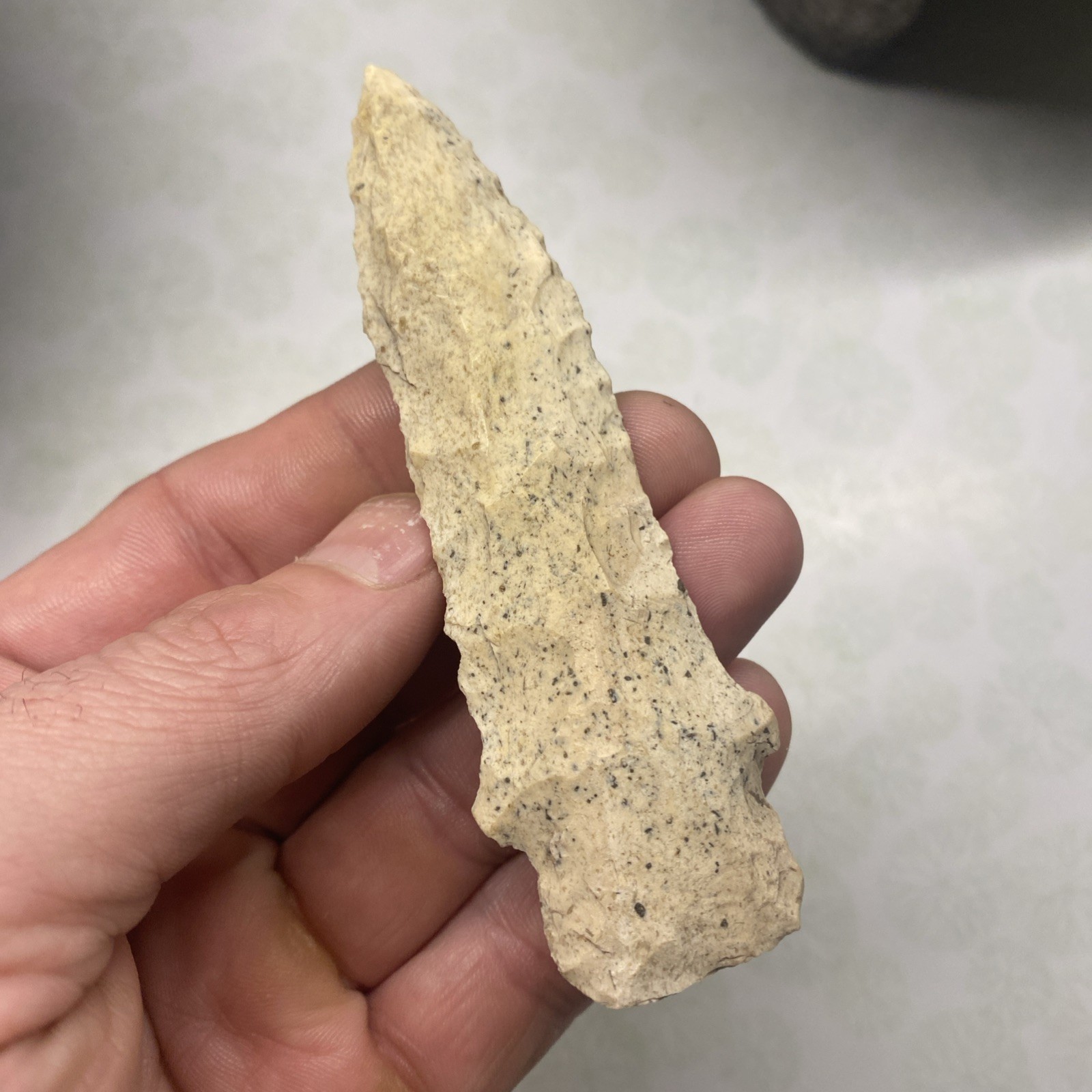 MLC s8206 4 1/8” Stemmed Etley Arrowhead Indiana Stone Artifact