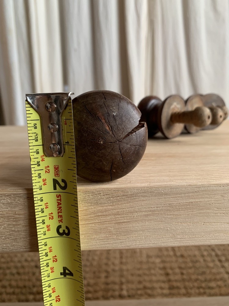 Vintage Dark Wooden Round 1.75" Drawer Knobs / Pulls Set of 4