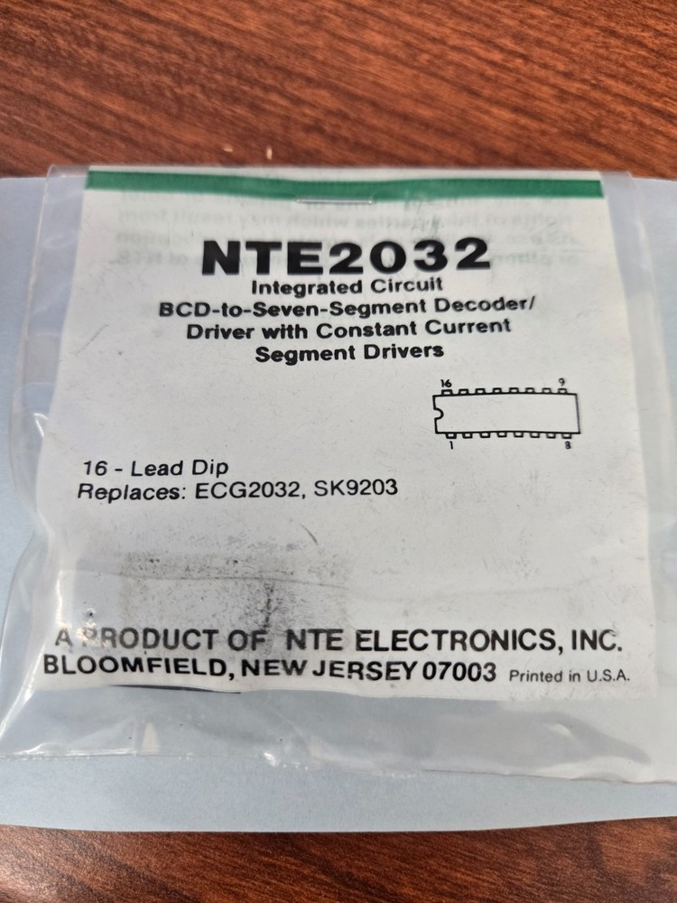NTE2032 Integrated Circuit BCD-to-Seven-Segment Decoder/Driver/Constant Current