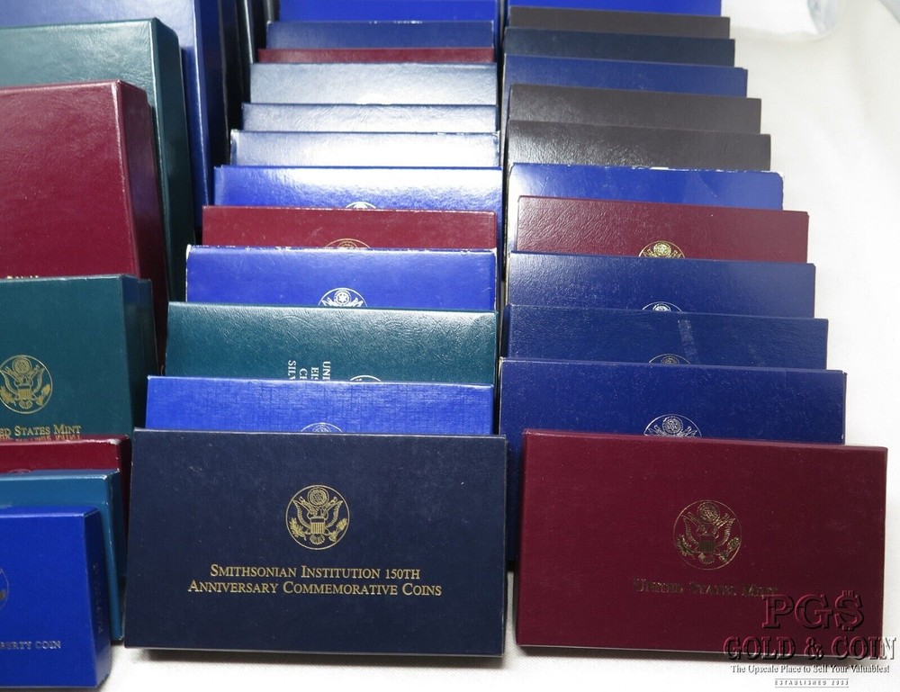 (51) Empty Assorted US Mint Boxes w/ & w/o COAs 25925