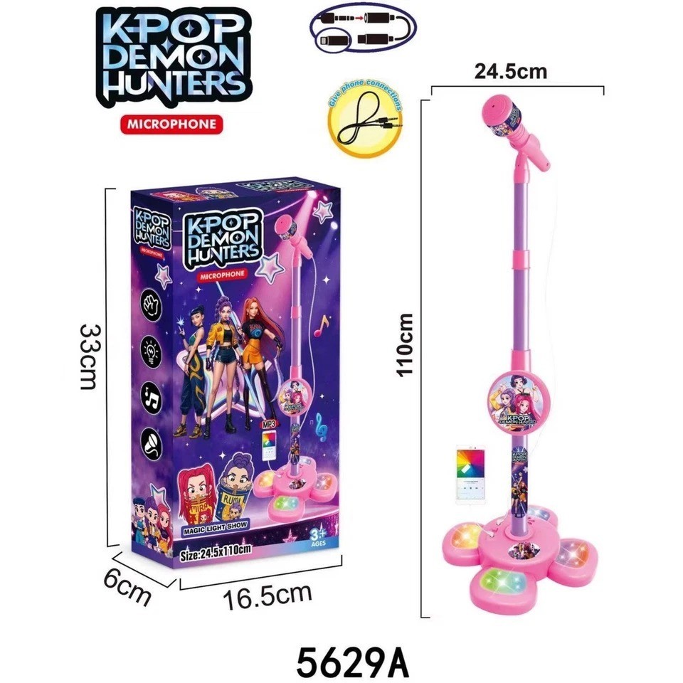 Cosplay KPOP Demon Hunters Music Microphone – Kids Toy Light-Up Singing Gift US