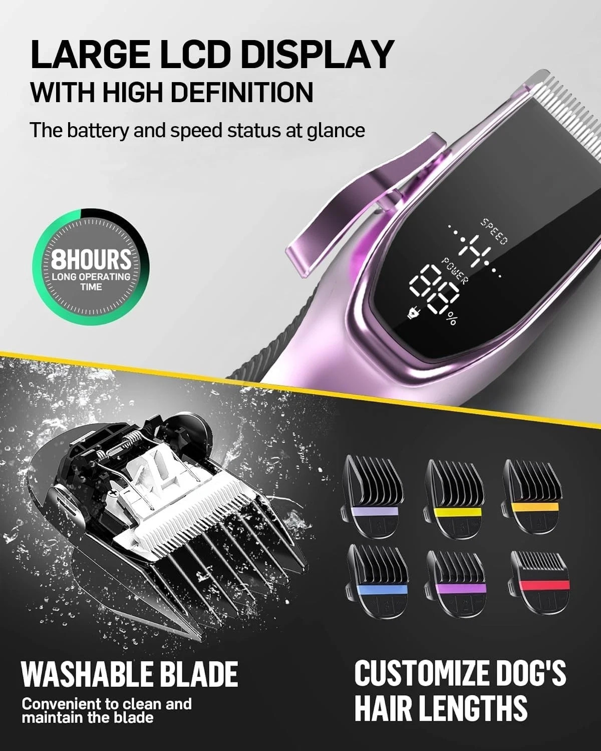 Professional PET CLIPPERS Dog Grooming Kit Heavy Duty Trimmer Thick Hair US