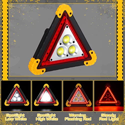 LED Emergency Warning Triangle, Rechargeable Portable Flashing LED Warning 3
