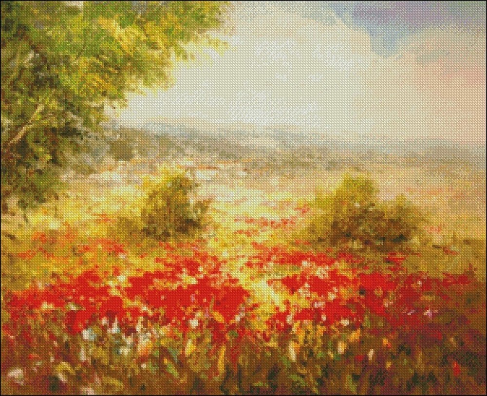 Chart Needlework DIY - Counted Cross Stitch Patterns - Poppies Field