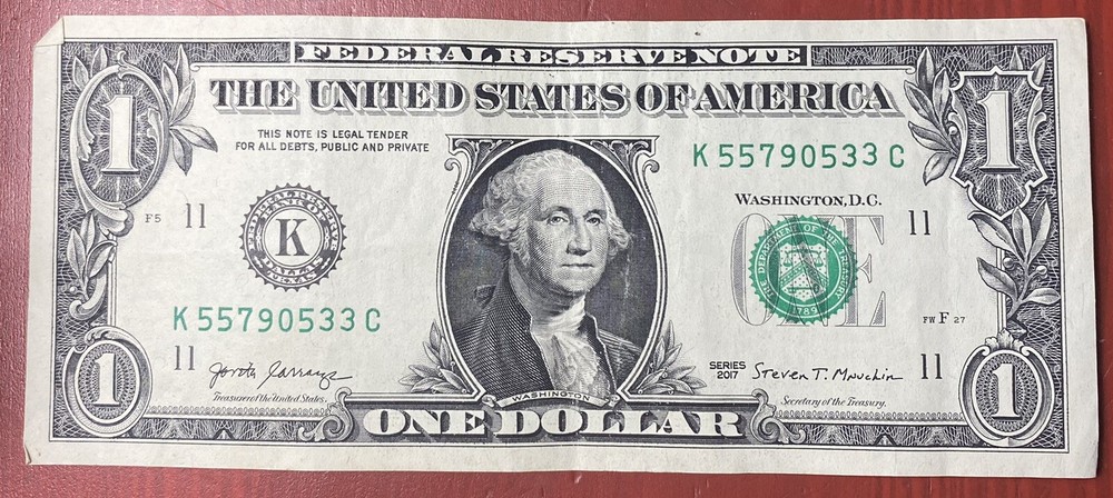 Gas Pump Error High Digit Stuck 3 One Dollar Note 2017 #K55790533C