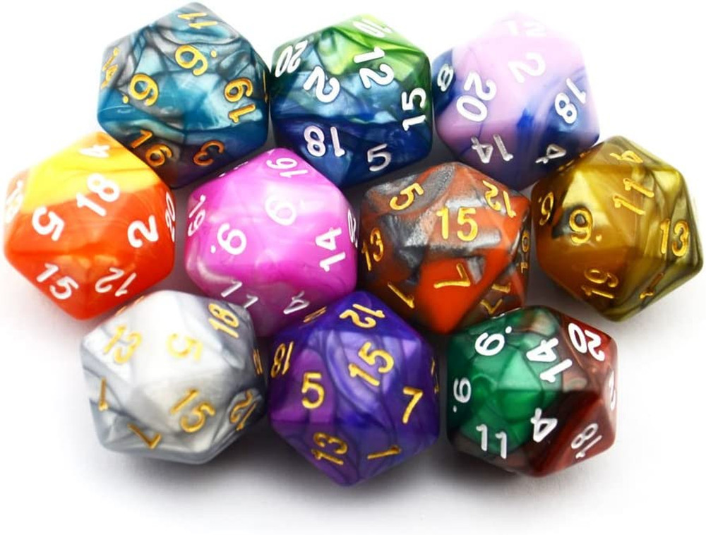 10-Pack 20 Sided Dice D20 Polyhedral Dice for DND RPG MTG Table Game (Color 2)