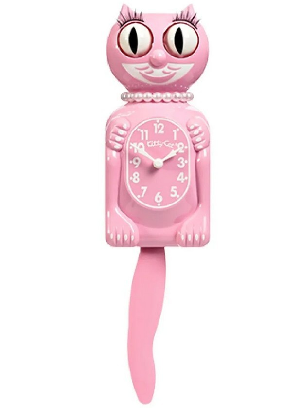 Bubblegum Pink Miss Kitty Cat klock clock