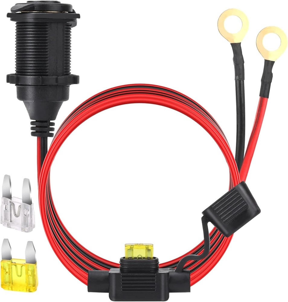 4FT 12V/24V Fixed Thread Cigarette Lighter Socket Extension Cable with Perfor...