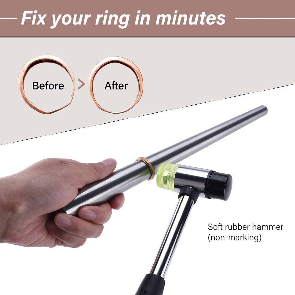 Artilife Ring Sizer Measuring Tool,Steel Mandrel for Silver