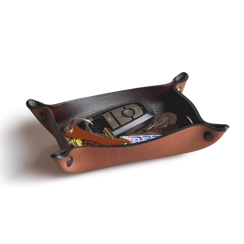 Main Street Forge Leather Valet Tray for Men – Rustic EDC Organizer for Ke