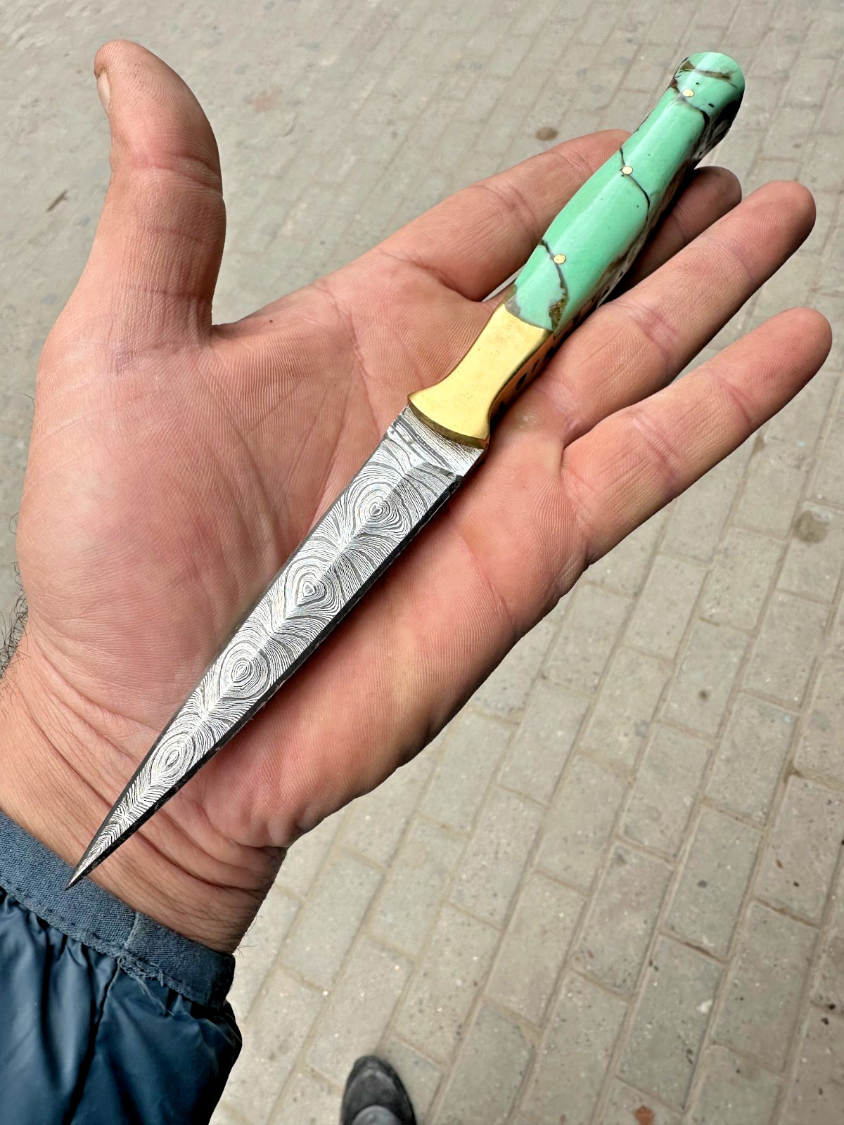 CUSTOM HANDMADE FORGED DAMASCUS STEEL BOOT KNIFE THROWING HUNTING DAGGER - 1438