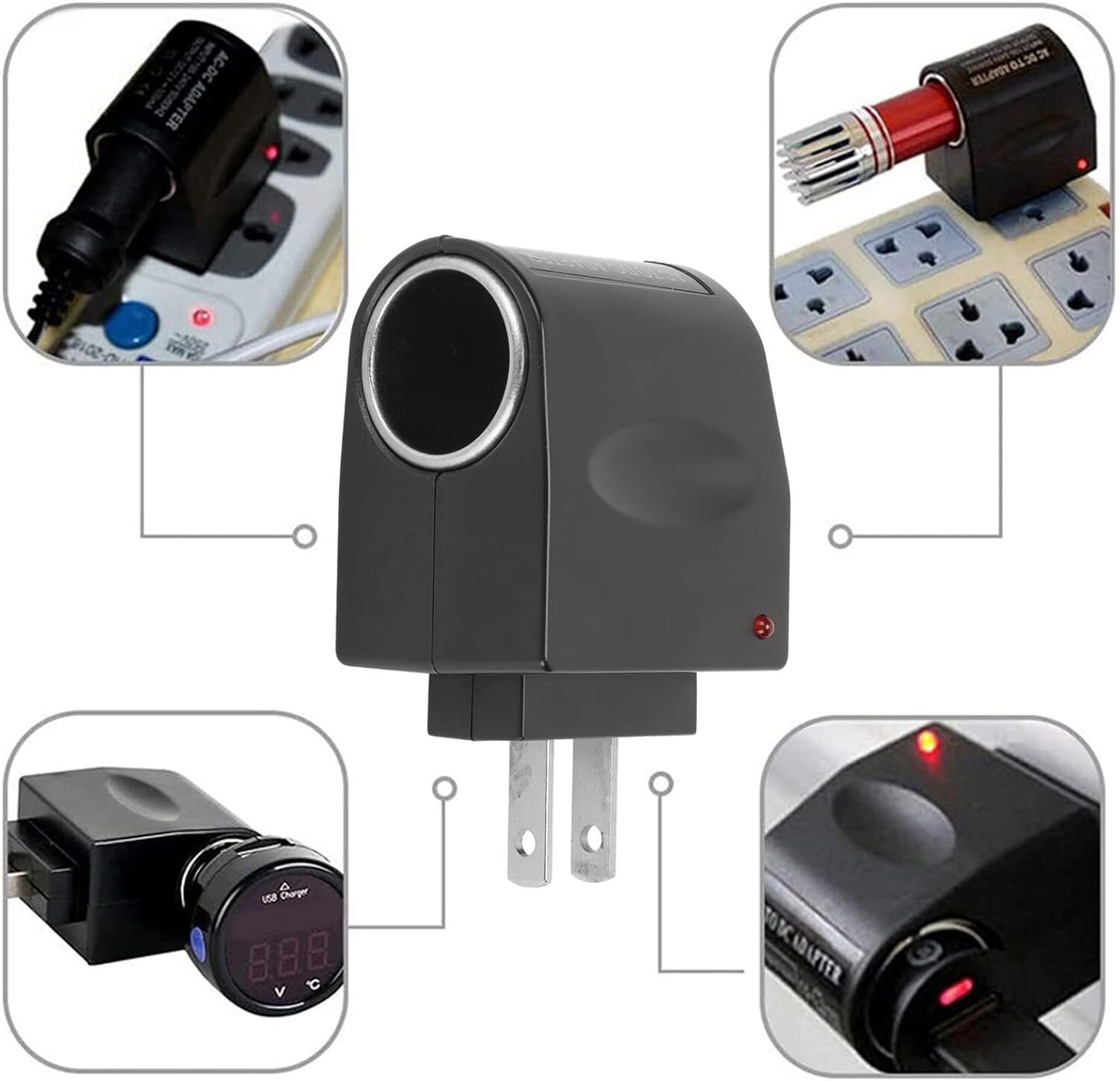 New 110V - 240V AC Plug To 12V DC Car Cigarette Lighter Converter Socket Adapter