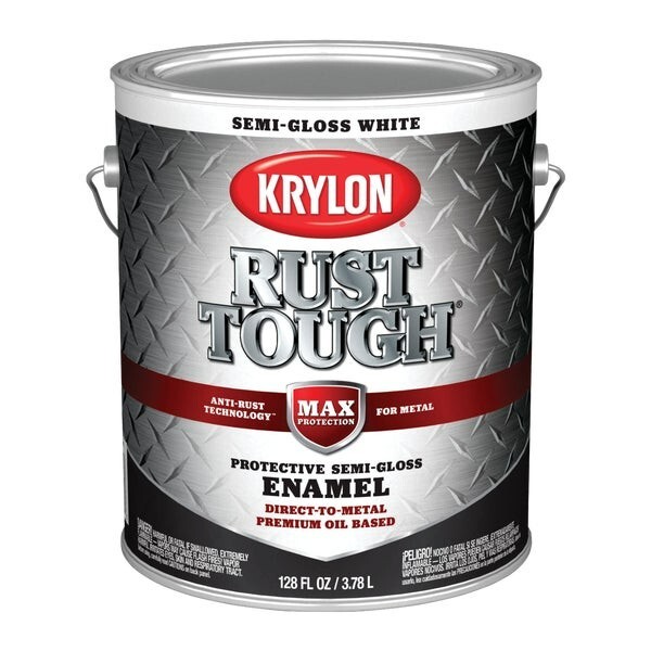(2)-Krylon Rust Tough Oil-Based Semi-Gloss Rust Control Enamel, White, 1 Gal.