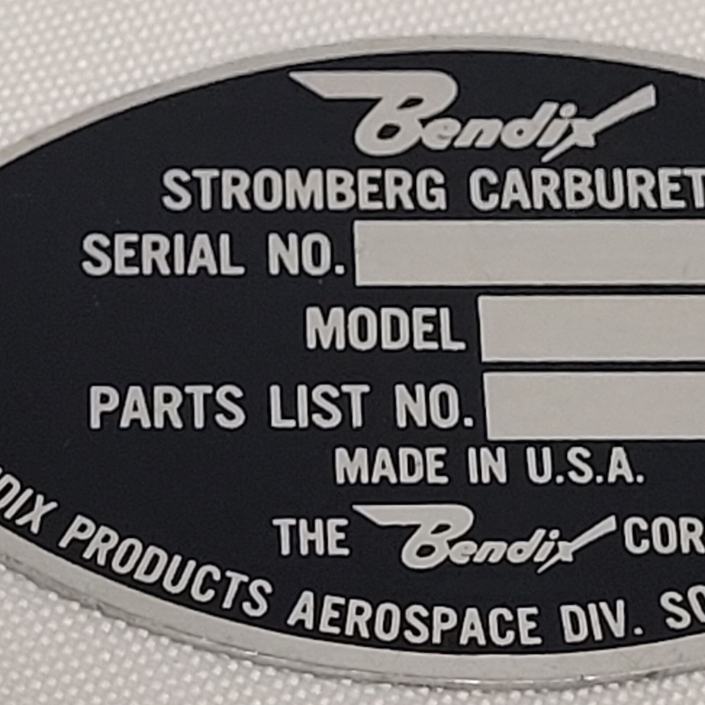 Stromberg Bendix Bendix Products Aerospace Div Carburetor Wasp Junior ID PLATE