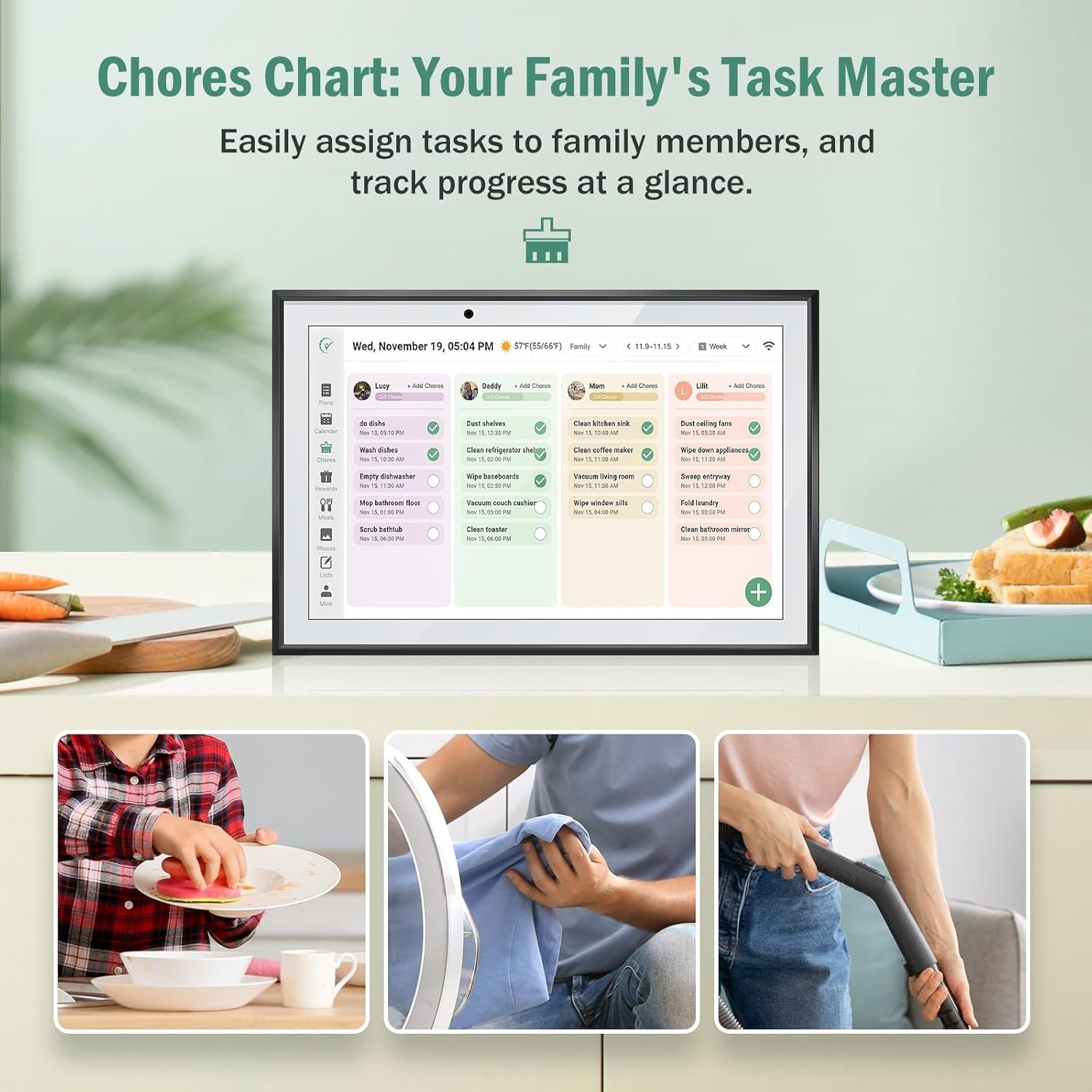 RROSKY WiFi Digital Calendar Smart Family Planner,Chore Charts, Achievement Rewa