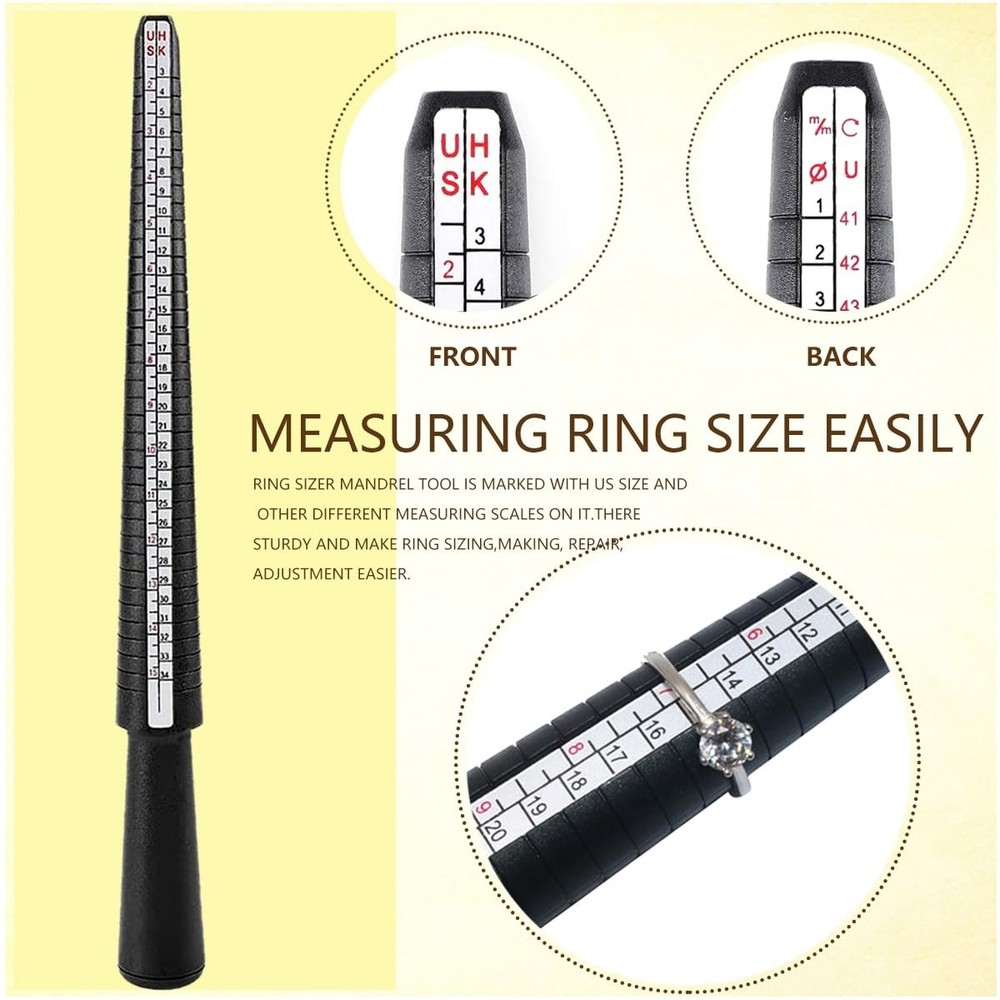 Ring Sizer Measuring Tool Kit Mandrel Sizing Finger COLORFUL