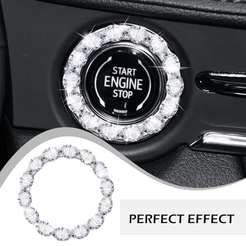 Car Bling Push Start Button Cover, Crystal Rhinestone Engine Start Stop Ring