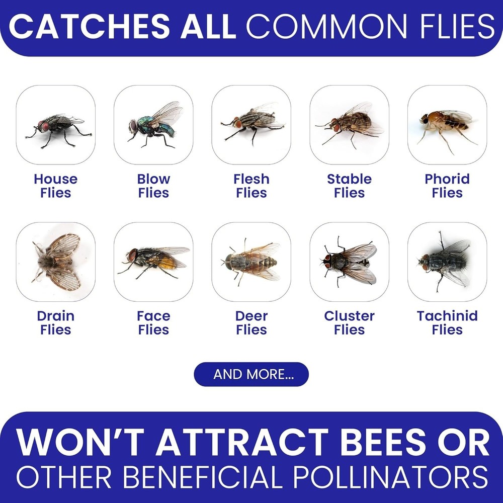 Easy Setup Outdoor Fly Traps - 4 Non-Toxic Bait Bags for Efficient Bug Control