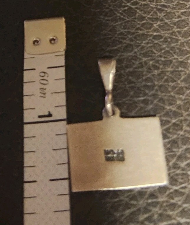 Striking Geometric Design Sterling Silver Rectangle Pendant Unisex