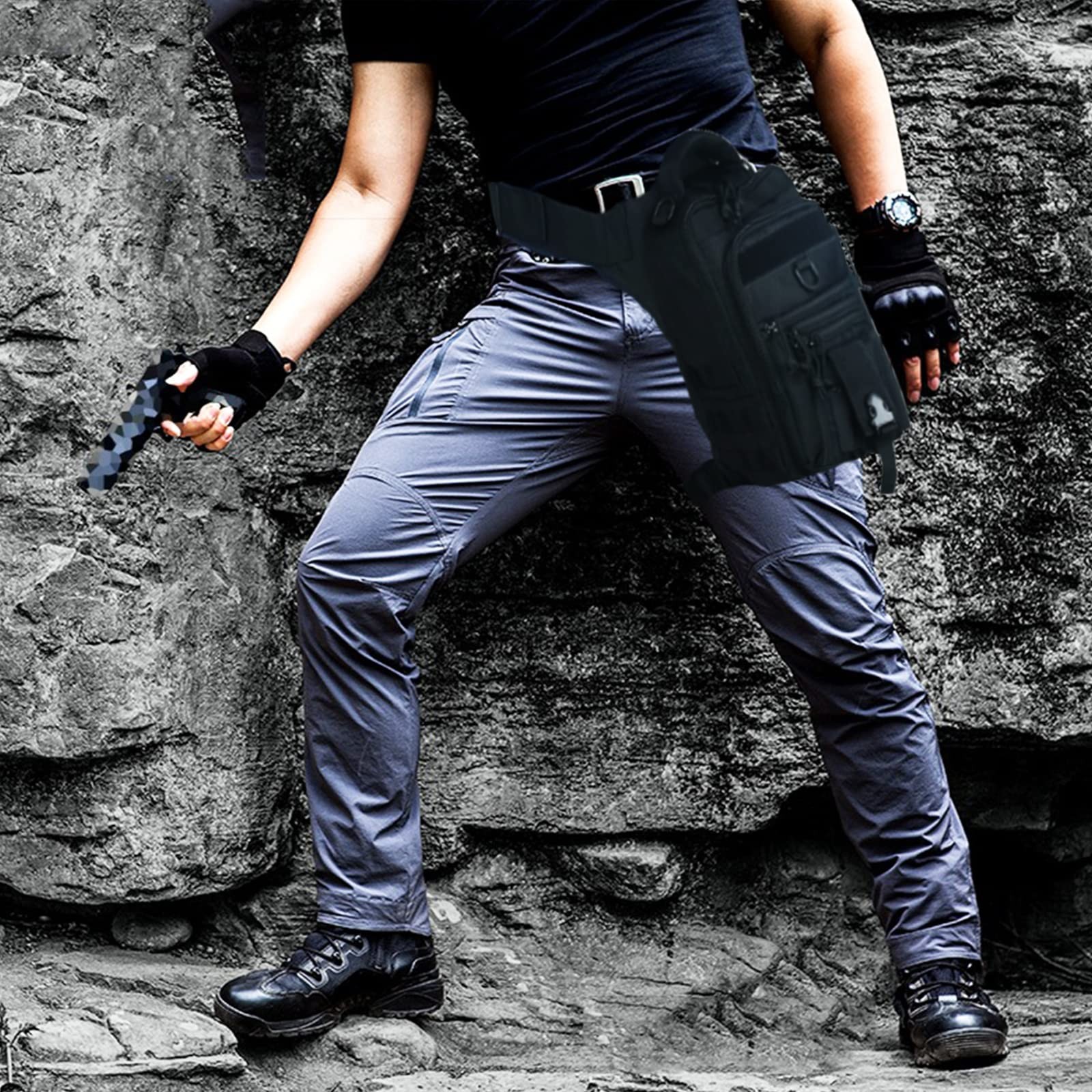 Dual Holster Drop Leg Bag Tactical Thigh Pouch Conceal Carry Pistol Handgun