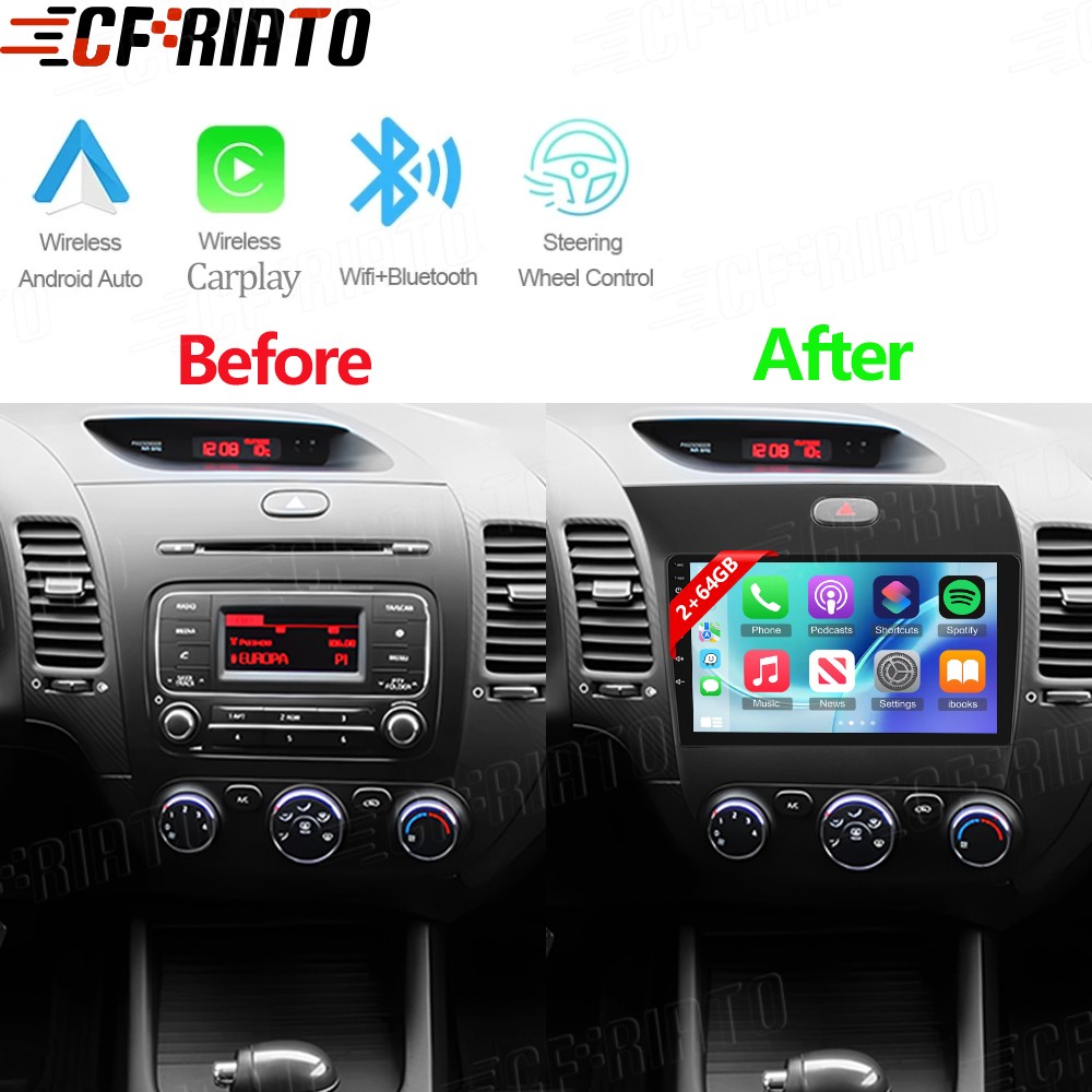 For 2014-2018 Kia Forte Apple CarPlay Android 16.0 Car Stereo Radio GPS Navi RDS