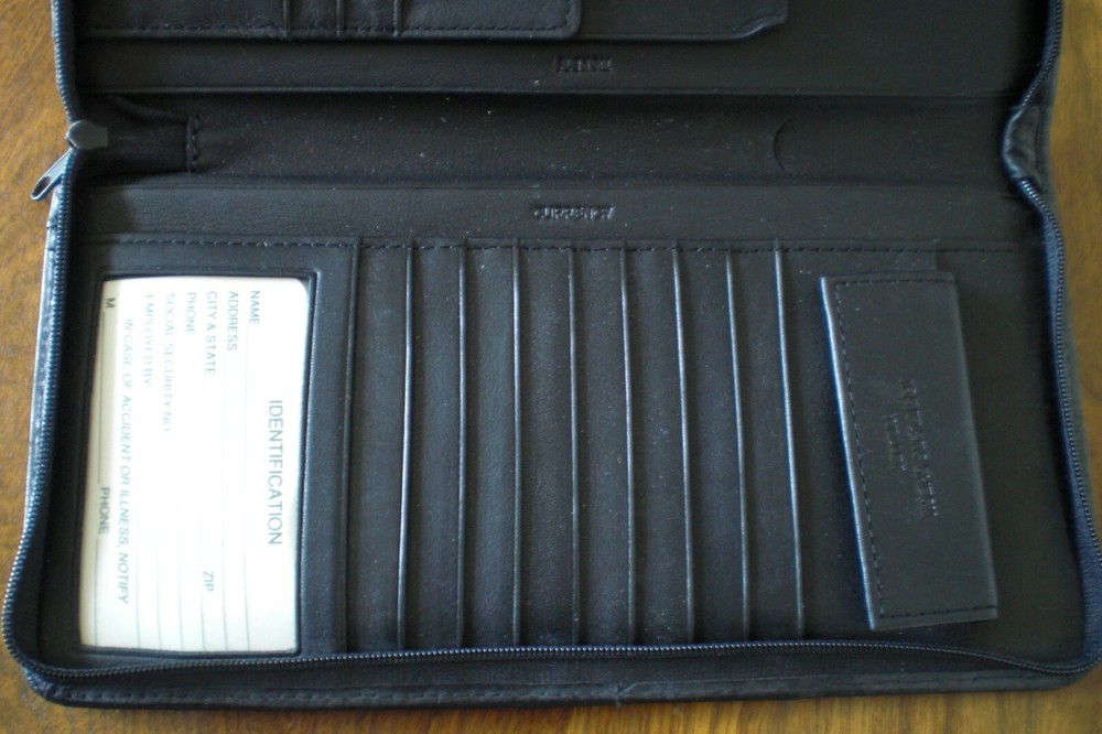 Andrew Philips International Document/Passport Leather Case- Black