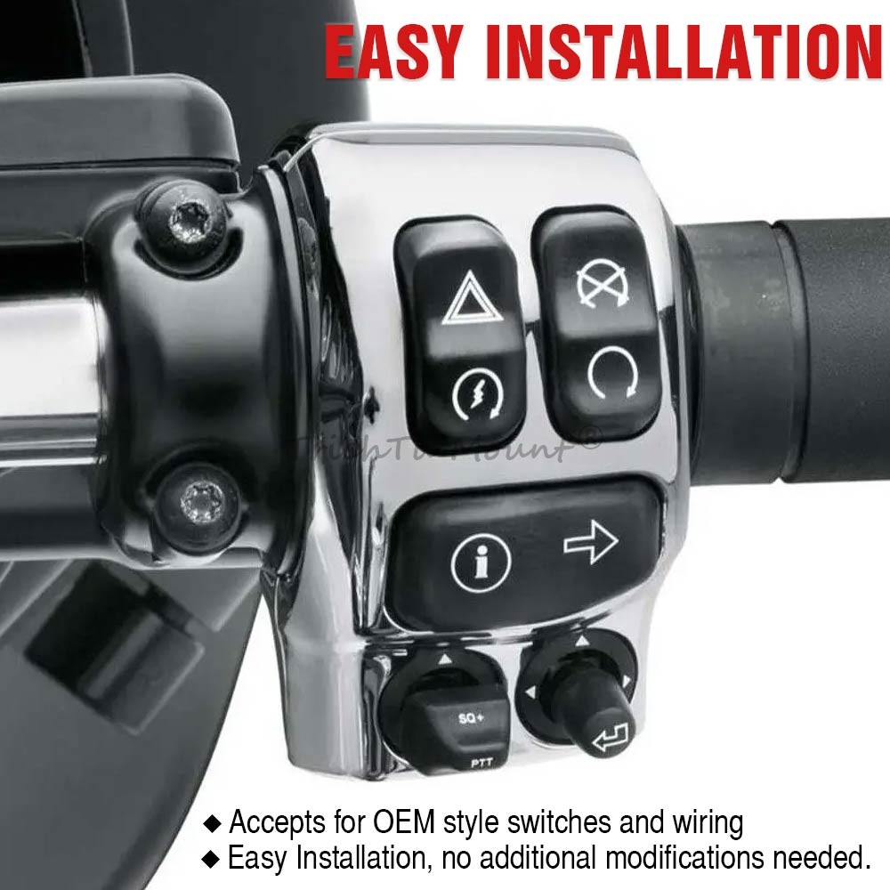 2Pcs Chrome Hand Control Switch Housing Covers For Harley Road King Street Glide