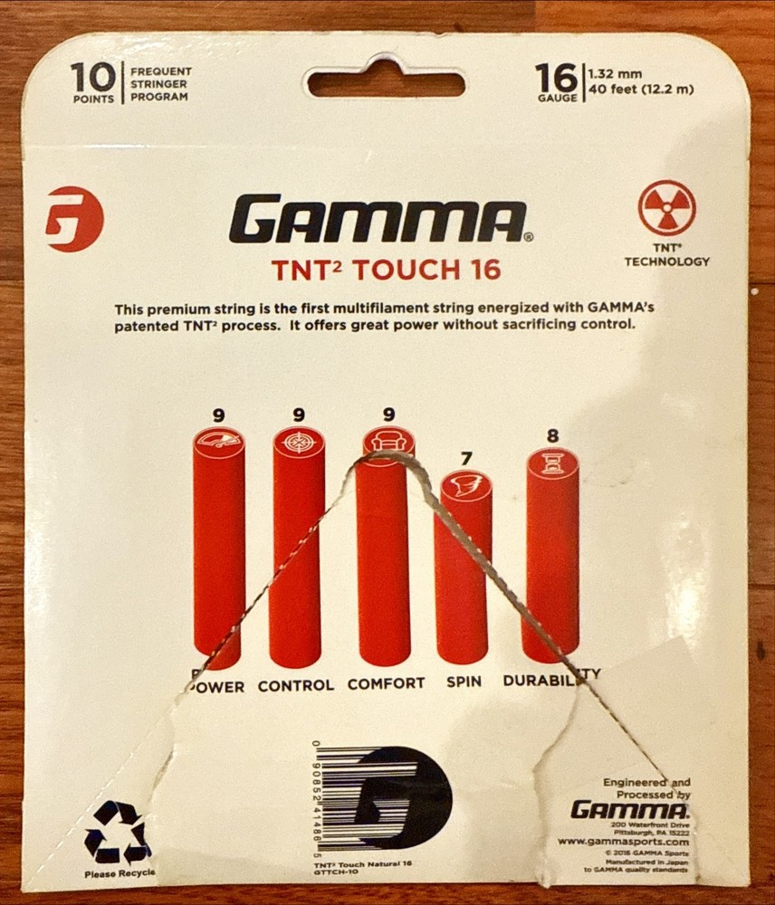 Gamma TNT 2 Touch 16 Tennis String - 1/2 Set