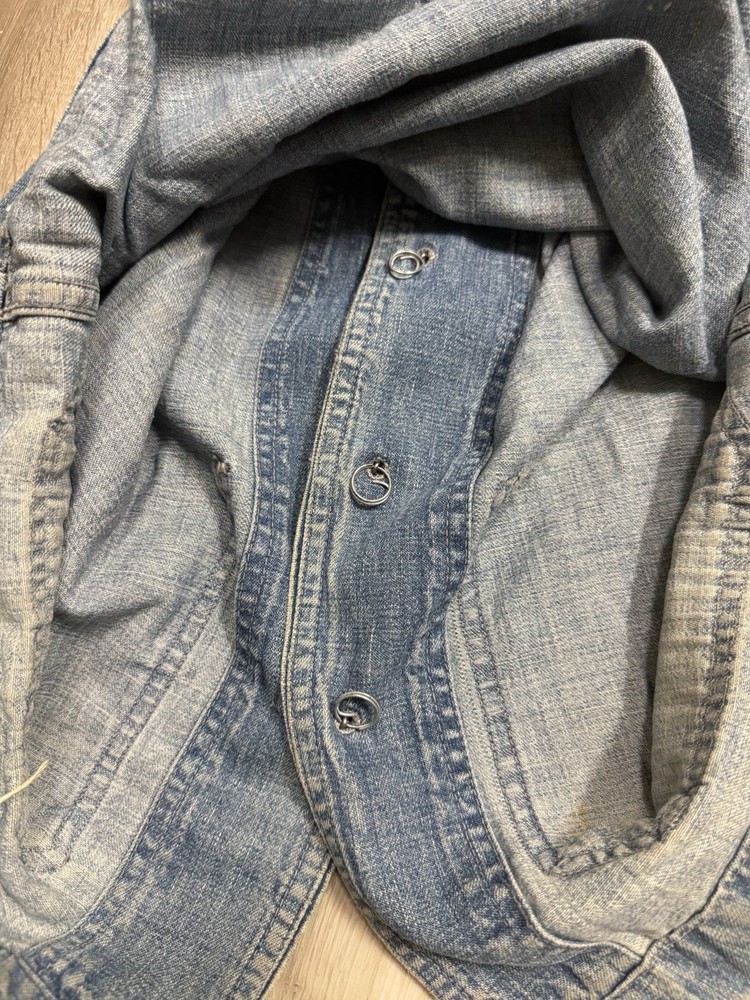 1940s USN Navy Shawl Collar Denim Military Jacket Original Buttons Size Medium