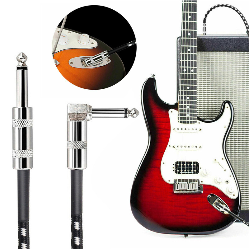 10FT Electric Patch Cord Guitar Amplifier Amp Cable Right Angle 90 Degree