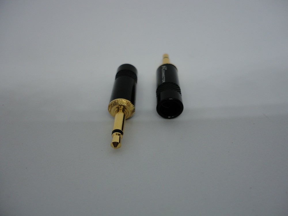 2Pcs Pack Mono 3.5mm DIY Wire Cable Tip Gold-Plated Plug Adapter Terminal Tip A+