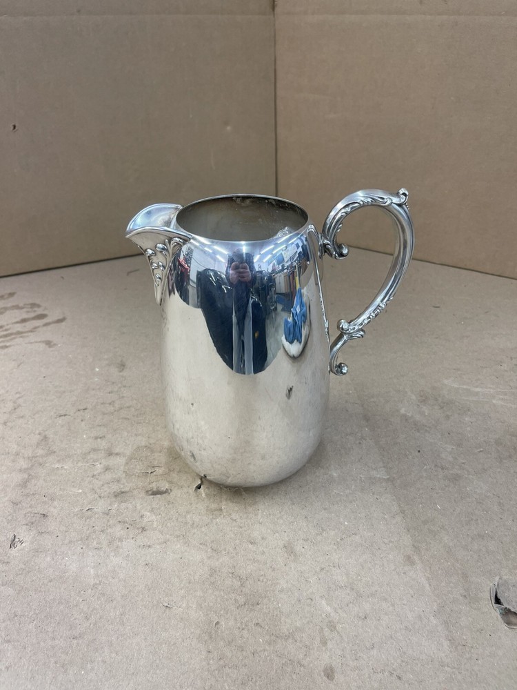 Antique Silver Plated Water Pitcher 8” Tal
