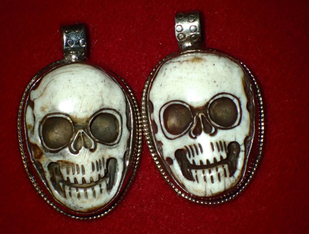 Skull in Tibetan Silver. Nice silverwork on back.