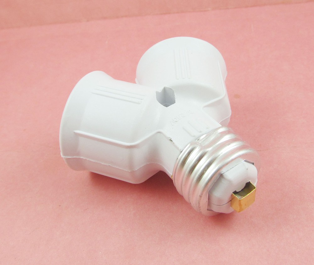 E27 to 2 E27 Screw Base Light Lamp Bulb Socket LED Split Adapter Converter