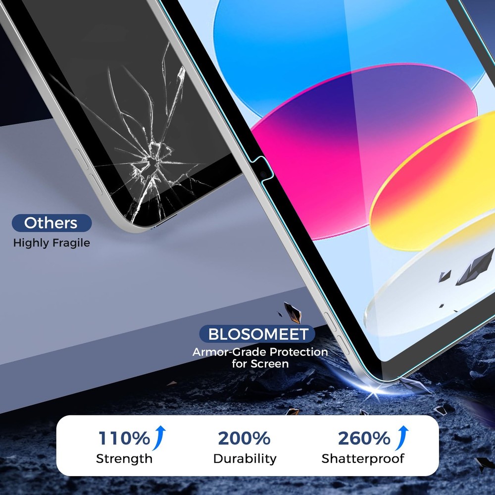 BLOSOMEET 2 Pack Screen Protector for iPad 11th/10th A16 2025/2022