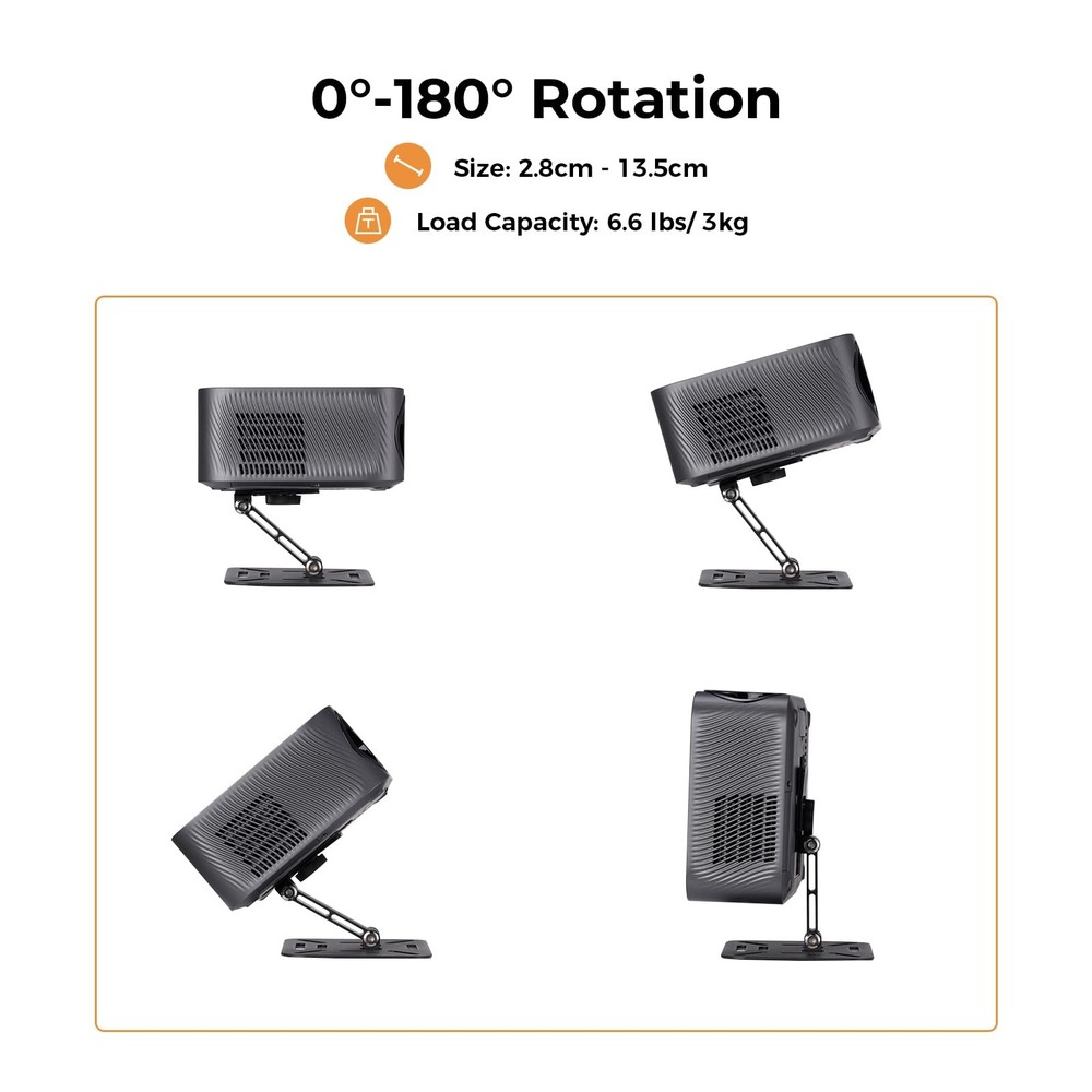 White UltraCompact Mini Projector Ceiling Wall Mount Stand 180 Rotation