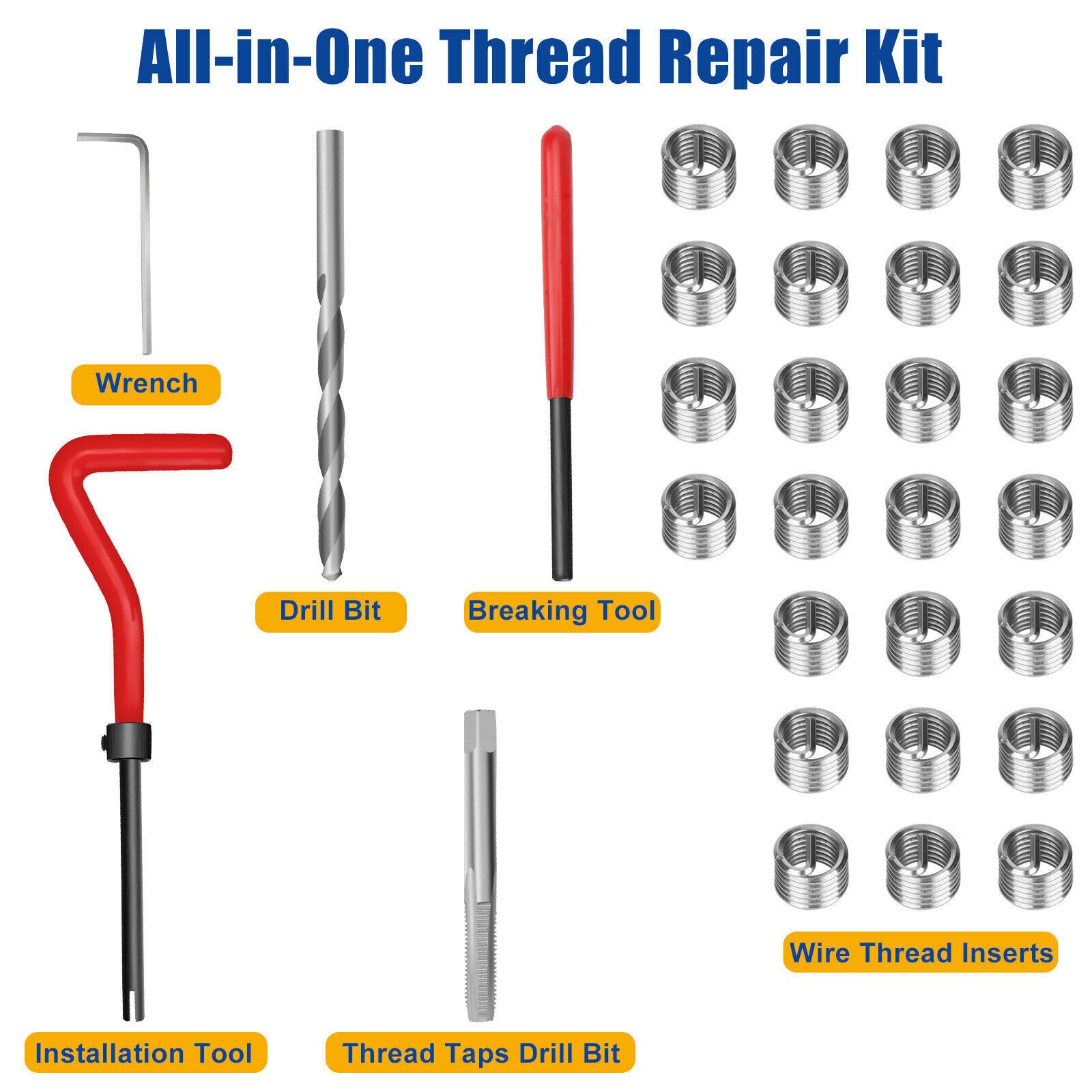 15PC M8 x 1.25 Metric Thread Repair Install Tool Insert Kit M8 Helicoil Coil US