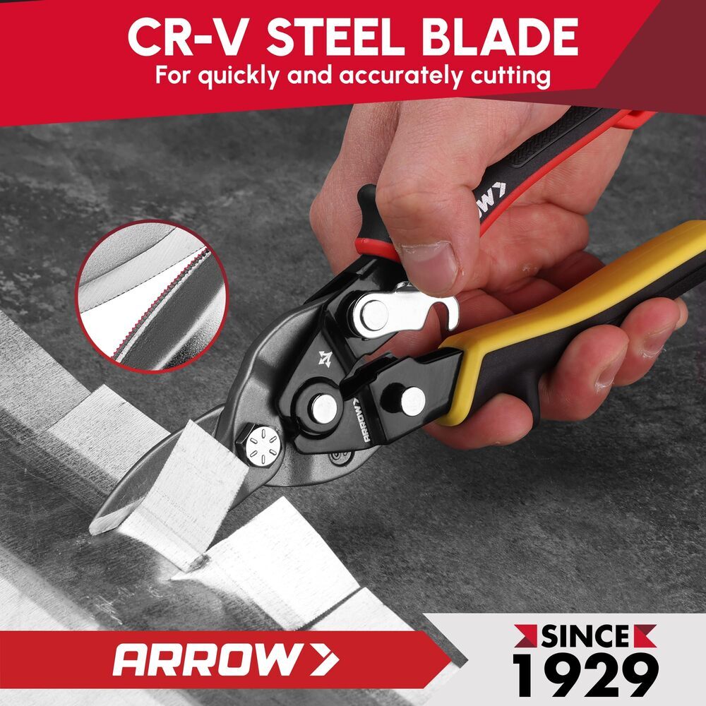 ARROW 3PCS 8" High Leverage Tin Snips Set Aviation Snips Left Straight Right Cut