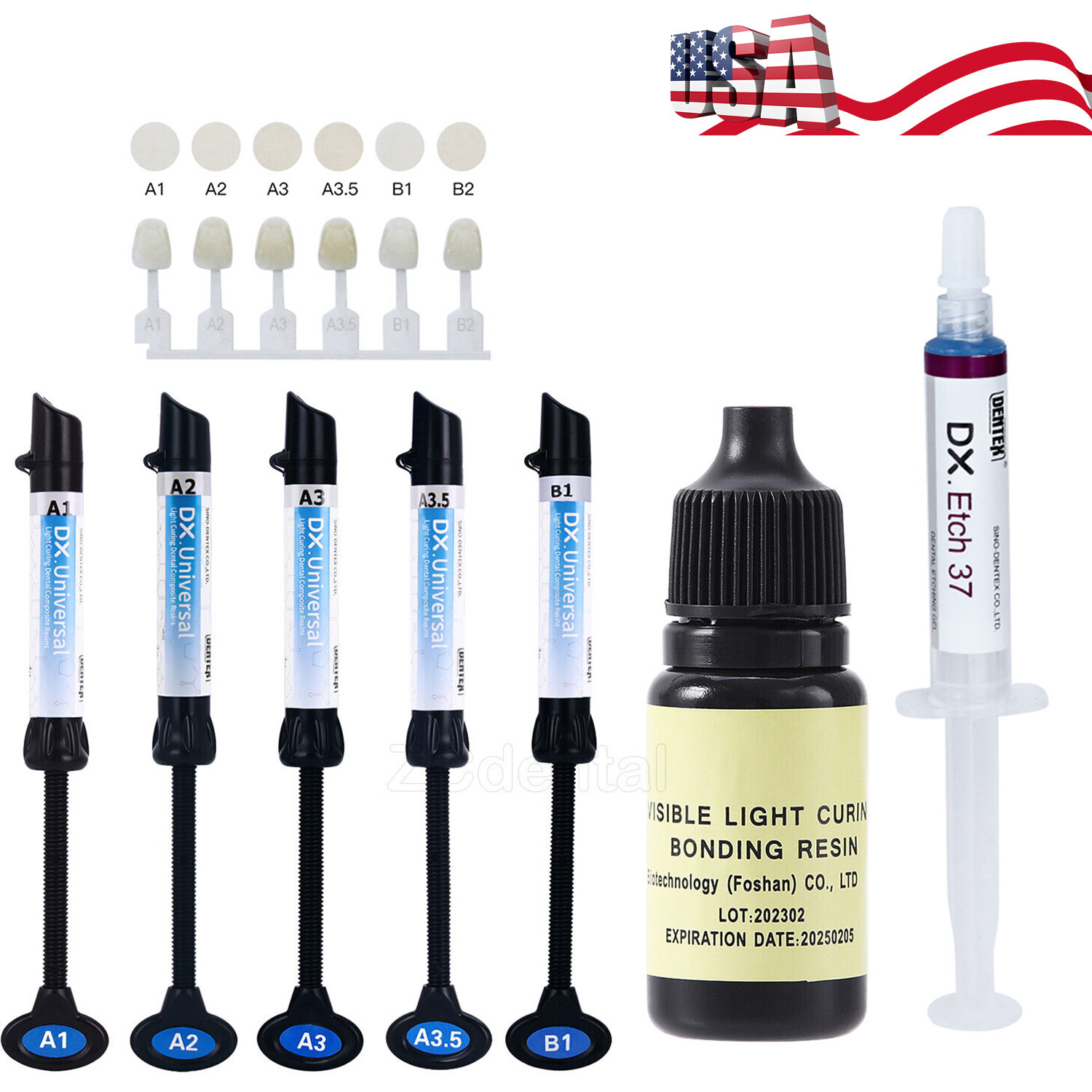 Dental Light Cure Bonding Adhesive/37% Acid Etching Gel/Composite Resin A1-B1