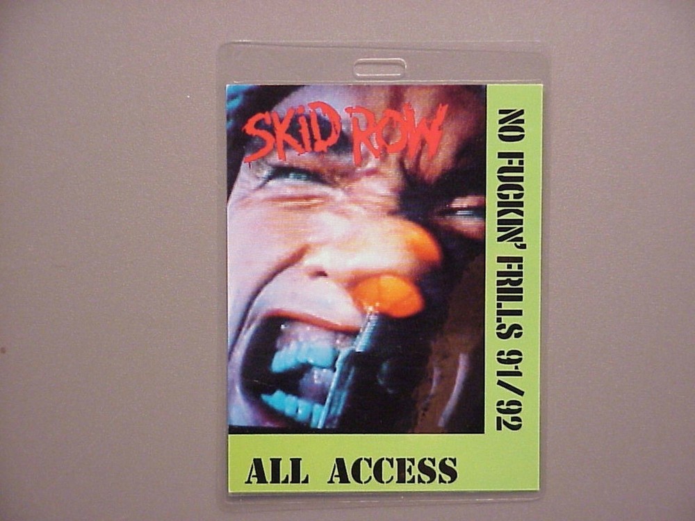 Skid Row backstage pass laminated 91/92 Green