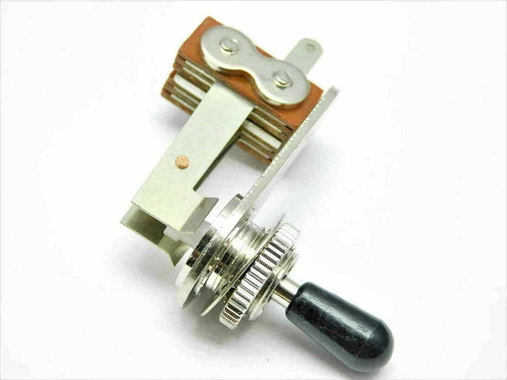 Right Angle 3-Way Toggle Switch for 2 Pickup Guitars Nickel with black tip